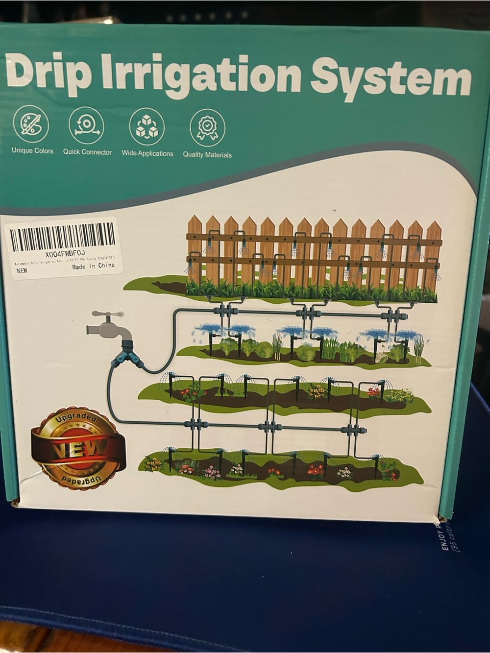Drip Irrigation System Kit - Teal & White Packaging
